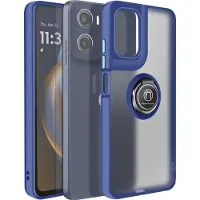 Avizar , Hülle Motorola Moto E15 Magnetring drehbar mattiert, Blau