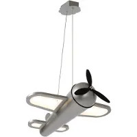 Lucide LED-Kinderzimmer-Pendellampe Fokker, grau Länge 46 cm Metall