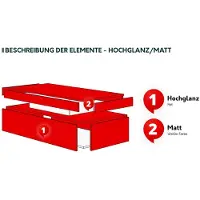 Mirjan 24 Couchtisch 120 Glossa 01 mit blauer LED-Beleuchtung, Kaffeetisch, Modern Tisch, 120x55x50 cm (Farbe: Schwarz / Schwarz Hochglanz)