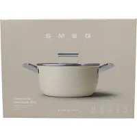 Smeg 24 cm matter, cremefarbener stieltopf + deckel CSF2412CRM