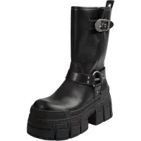 Buffalo Damen Elegante Stiefel Gospher Biker Mid PD00018389 Schwarz