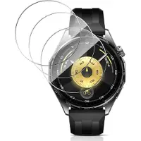 QULLOO Schutzfolie für HUAWEI Watch GT 6 46 mm, 3 Stück, 2.5D Panzerglas, Anti-Bubble, Touch Sensitive