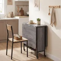 Vasagle Esstisch Platzsparend Klappbar mit Rollen und Stauraum 130 x 75 x 75 cm Rauchgrau
