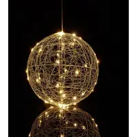 Dripio LED-Lichtkugel, Ø 25 cm, silber, batteriebetrieben, stehend/hängend