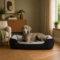 Belviona Hundebett, wendbares Hundekörbchen mit 2-in-1 Funktion, weich gepolstert & pflegeleicht, 110x80 cm, schwarz/grau