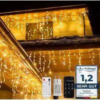 Dripio LED-Eisregen-Lichtschnur 5 m, 220 LEDs, warmweiß, IP44, App+Fernbedienung