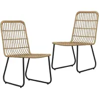 Markenlos Poly Rattan Gartenstühle 2 STK. Eiche | Stahlrahmen, PE-Rattan, Wetterbeständig, Ergonomisch, 110 kg Belastbarkeit