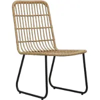 Markenlos 2 Gartenstühle aus Poly-Rattan in Eichenoptik mit Stahlrahmen und ergonomischer Rückenlehne, witterungsbeständig, bis 110 kg belastbar