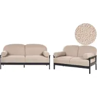 Beliani 5-Sitzer Sofa Set 2-Teilig Beige Bouclé Gepolstert Freistehend Klasssische Polstergruppe Couchgarnitur 3-Sitzer und 2-Sitzer Sofa Sitzgruppe