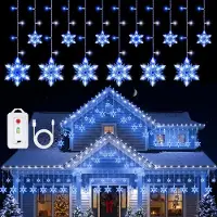 Dripio Lichtvorhang 12 Schneeflocken, USB-C, Blau/Weiß, 144 LEDs