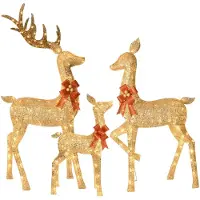 Dripio Beleuchtetes Rentier-Set, 3-teilig, 340 warmweiße LEDs, gold, übergroß