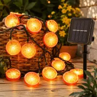 Dripio Solarlichterkette orange 5 m 20 LEDs Zitronenscheiben 8 Modi