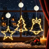 Dripio 3er-Set LED-Lichtervorhang, warmweiß, batteriebetrieben, Fensterdeko