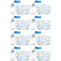 Dripio 8er-Set LED-Lichtschnur Kaltweiß 1m Koperdraad mit Timer