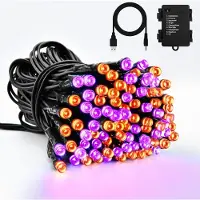 Dripio Lichtsnoer 5 m, 50 LEDs, USB/Batterie, Timer, 8 Modi, IP65, orange/lila