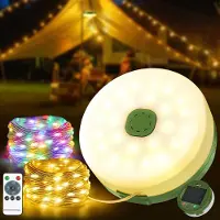 Dripio Camping-Lichtkette 10 m, Solar+USB, LED, 13 Modi, RGB, wasserdicht