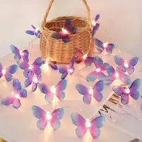 Dripio Vlinder-Lichterkette 3 m, 20 warmweiße LEDs, rosa-violett, batteriebetrieben
