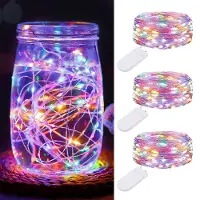 SURIGHT Btfarm LED-Lichterkette mit Batterie, klein - Set mit 3 Stück - 2 Meter, 20 LEDs, silberne Draht-Mini-Lichterketten
