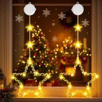 Dripio 2er-Set LED-Weihnachtssterne, warmweiß, mit Timer, batteriebetrieben