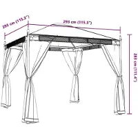 vidaXL Pavillon mit Netzwänden Creme 2,93x2,93 m Stahl