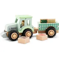 New Classic Toys Houten tractor met aanhanger en groente