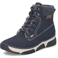 Rieker Winterboots , Damen, Gr. 42, Warmfutter, blau, Lederimitat, Schuhe Winterboots, Schnürboots, Schnürstiefelette mit RiekerTEX-Technologie