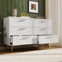 OKWISH Kommode Sideboard mit viel Stauraum, Schrank mit 6 Schubladen, Schubladenschrank Anrichte für Wohnzimmer, 120x40x75cm