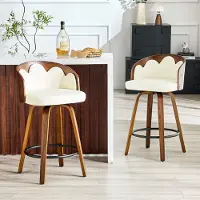 Ninkear Barhocker 2er-Set, Geflecht, Massivholz, handgewebtes Seil (White)