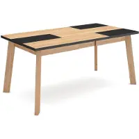OEM Esstisch 170 cm, 8 Plätze, Eichen-Optik, schwarze Beine, Melamin