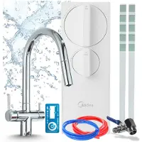 ARI Küchenarmatur Mit Wasserfiltersystem, Umkehrosmoseanlage Ro5 400 Gpd, Tanklos, Zweigriffarmatur, Keramikventil, Perlator, Messing, Chrom