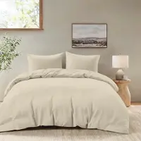 Trankielo - Bettbezug 200x200 cm mit 2 Kopfkissenbezügen 80x80 cm - Beige - Mikrofaser -