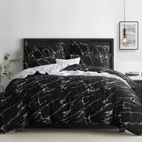 Trankielo – Bettwäsche-Set, 3-teilig, 220x240 cm – Mikrofaser, Marmormuster, knitterarm, weich, atmungsaktiv