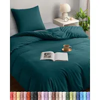 Trankielo – Bettbezug-Set 135x200 cm + Kissenbezüge 80x80 cm – Mikrofaser-Polyester – Türkis – Nachhaltig