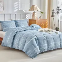 Trankielo – Bettbezug-Set, 240x220 cm, mit 2 Kopfkissenbezügen, 65x65 cm – Mikrofaser – Bohème-Design – Blau
