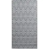 Festnight Outdoorteppich Wetterfest 190x290 cm Weiß Schwarz PP Jacquard Muster