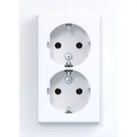 Hager WAS2177WG Doppelsteckdose SCHUKO mit Abdeckplatte, hoch, Steckklemmen, A.8, lichtweiß gl