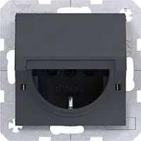 Hager WAS1312AT Steckdose SCHUKO mit Kl.d., Feder, arret., IP44 fähig, SLKL, A/C, anthr mt la