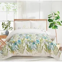 Merkloos 3-teiliges Blumen-Quilt-Set für ein Kingsize-Bett
