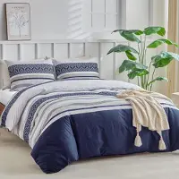 Trankielo - Bettbezug-Set 240x220 cm - 3-teiliges Set aus Mikrofaser mit bohemischem Muster - Enthält Kissenbezüge