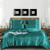 Trankielo - 3-teiliges Bettwäsche-Set - Mikrofaser-Satin, türkis - Hotelqualität, Reißverschluss, 200 x 200 cm