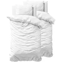 Trankielo – 100% Baumwoll-Bettwäsche-Set, 155 x 220 cm – 4-teilig, weiß, weich und bügelfrei, mit Reißverschluss