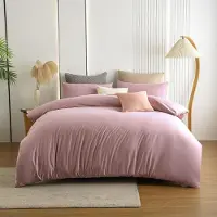 Trankielo – Bettwäsche-Set, 200 x 220 cm – Rosa, aus Mikrofaser, mit Reißverschluss – Maschinenwaschbar und bügelfrei