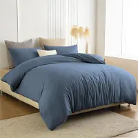 Trankielo – Bettwäsche-Set, 140 x 200 cm, aus Mikrofaser – Hellblau, bügelfrei und knitterarm, mit Reißverschluss