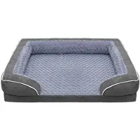 Rebel RA-1106-XL Premium Hundebett für Hunde und Katzen, 134 x 106 x 20 cm, grau