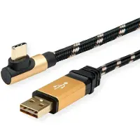 Roline GOLD USB 2.0 Kabel, USB-A ST reversibel - USB-C ST gewinkelt, 1,8 m