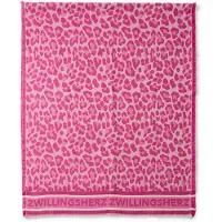 Zwillingsherz Schal "Leo Allover" Leo Muster, Schriftzug, Fransenabschluss, Wollanteil
