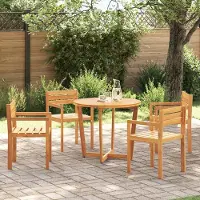 Markenlos 4er-Set Gartenstühle aus massivem Akazienholz, 50x53x80 cm, geölt und witterungsbeständig für Terrasse und Garten