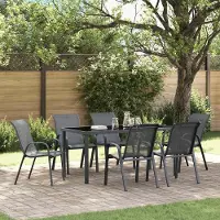 Markenlos Stapelbare Gartenstühle im 6er-Set, grau, aus Textilene, 55 x 65 x 89 cm, wetterfest für Esszimmer, Terrasse und Außenbereich, mit robustem Metallrahmen