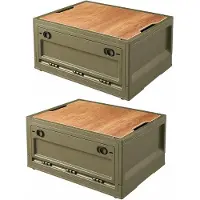 Merkloos Stapelbare Campingbox Klappbox Aufbewahrungsbox - 2 x 38 L - Grün - Opvouwbar - Für Camping und Auto