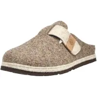 Rohde Pantoffel "D.Meran", Damen, Gr. 39, Filz, beige (beige, meliert), kontrastfarbene Details, Schuhe Pantoffel, Hausschuh, Filz Clog, Schlappen mit Klettriemchen